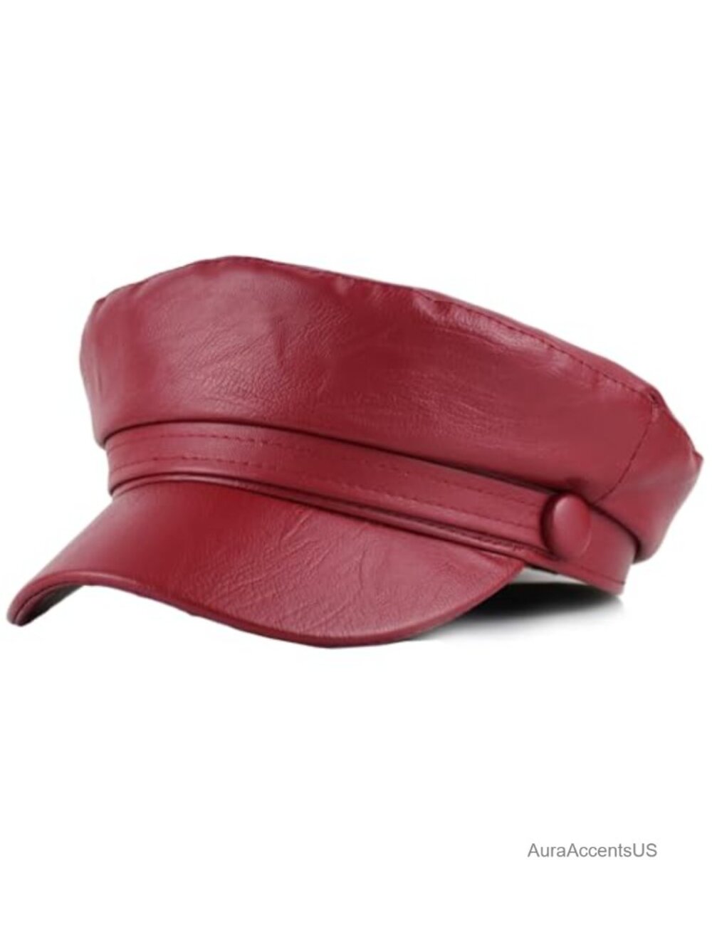 Faux Leather Newsboy Cap Adjustable Vintage Hat